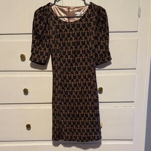 Zara Black and Brown Geometric Mini Dress